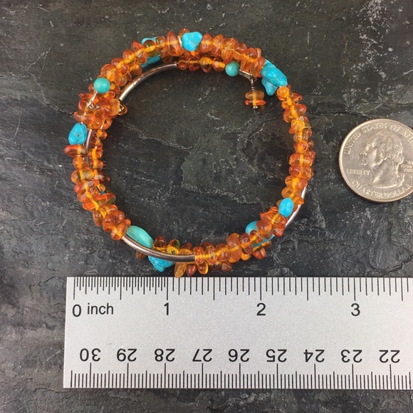 Jay King Amber & Turquoise Gemstone Bracelet & Earrings - Picture 9 of 12